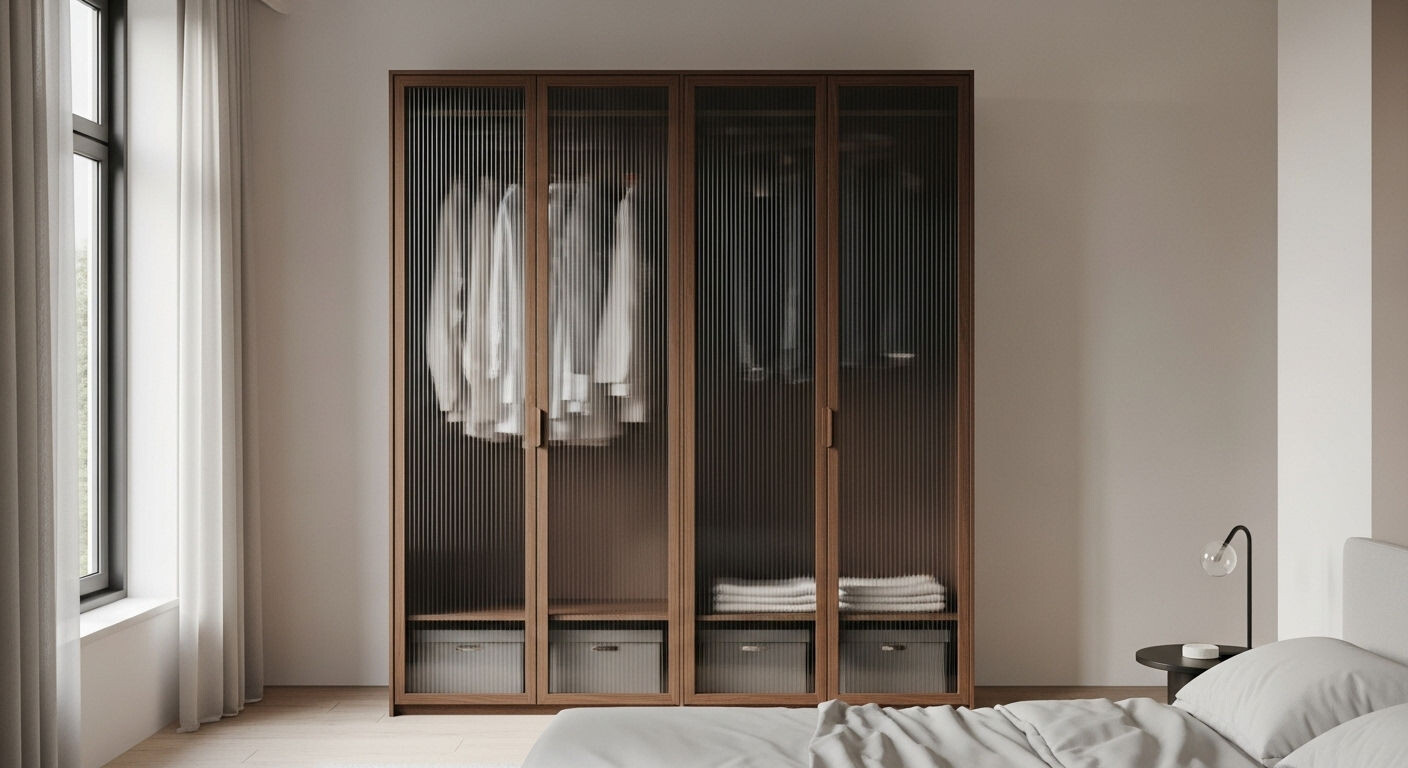 Внутреннее наполнение шкафа на заказ: полки, штанги и ящики из ЛДСП.