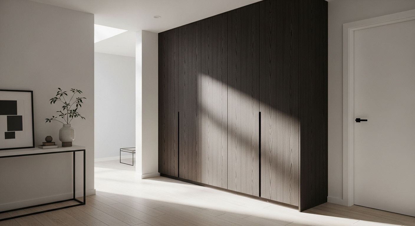 Современная гардеробная система в нише после демонтажа старого шкафа