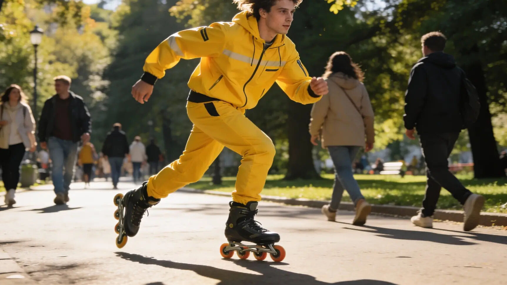 Автокурьер паркует машину для передачи заказа клиенту в центре города.