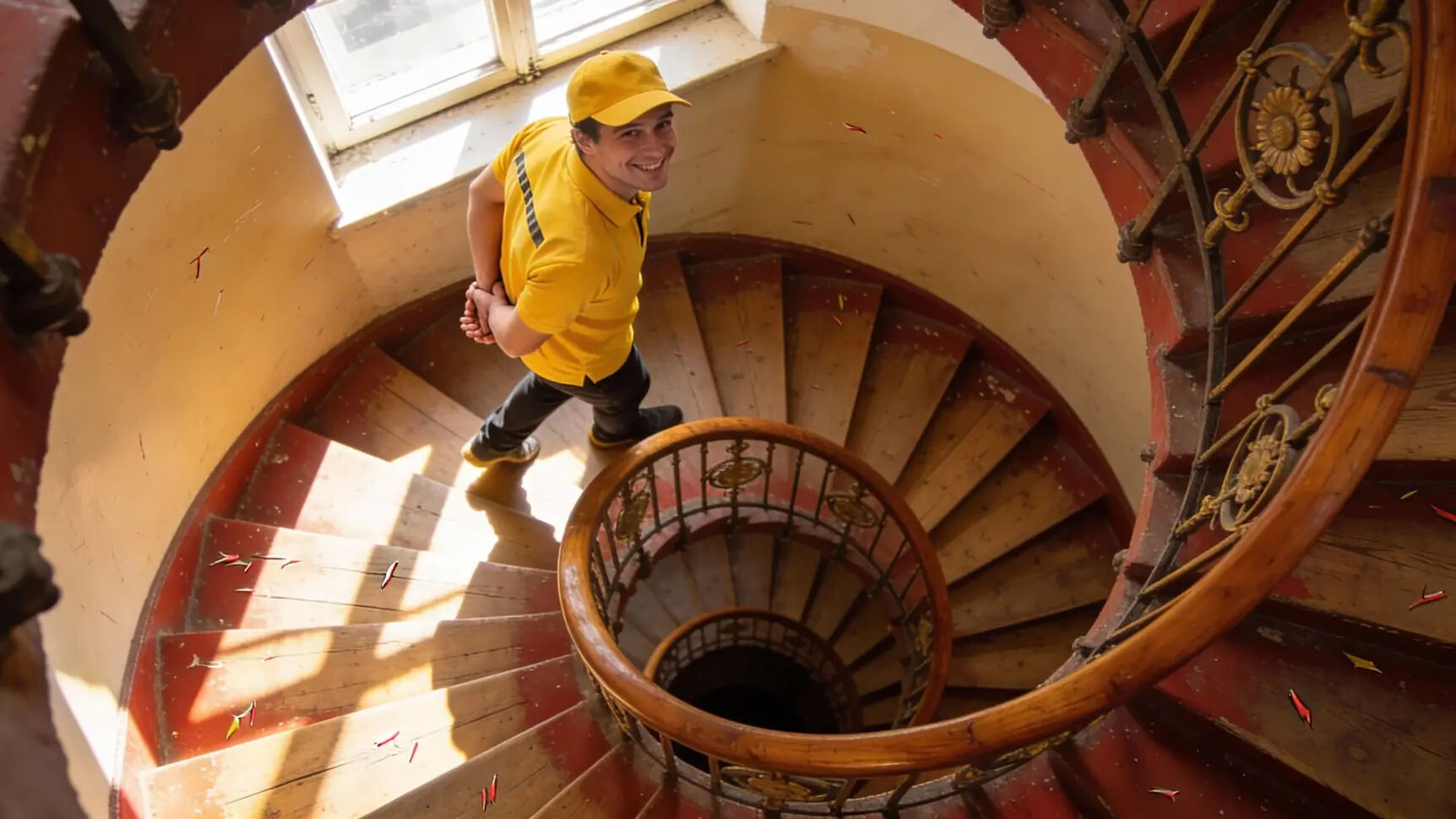 Группа курьеров на электробайках ожидает новые заказы на парковке торгового центра